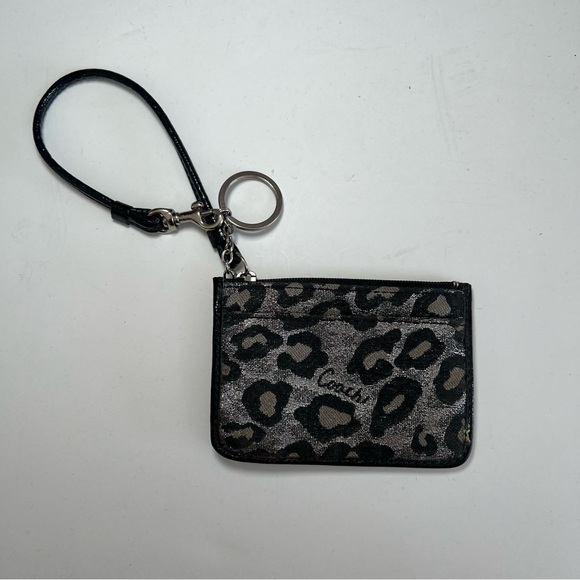 Coach Black and Gray Leopard Print Wristlet - Picture 1 of 6